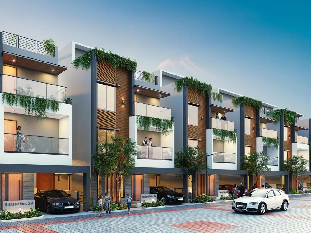 Gated villa street view at Signature One Villas Devanahalli