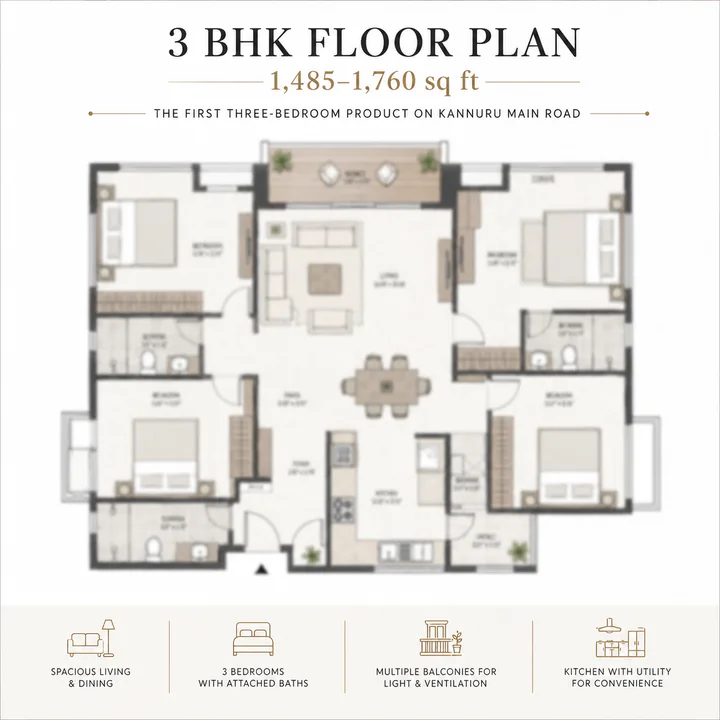 SNN Kannur Road 3 BHK floor plan Bellahalli Bangalore