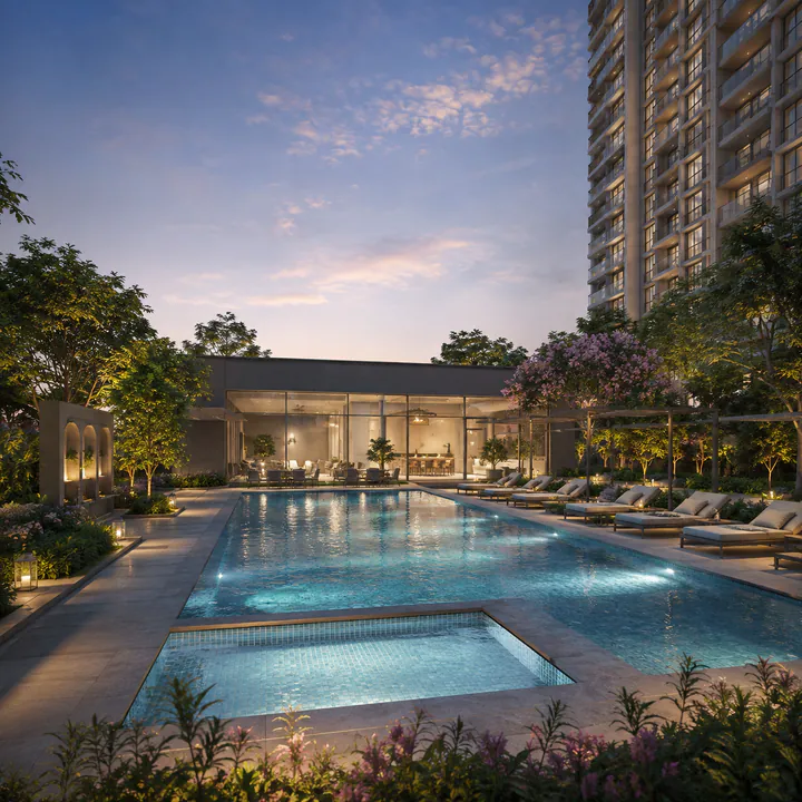 Swimming pool at Adarsh Bellahalli Kogilu Yelahanka