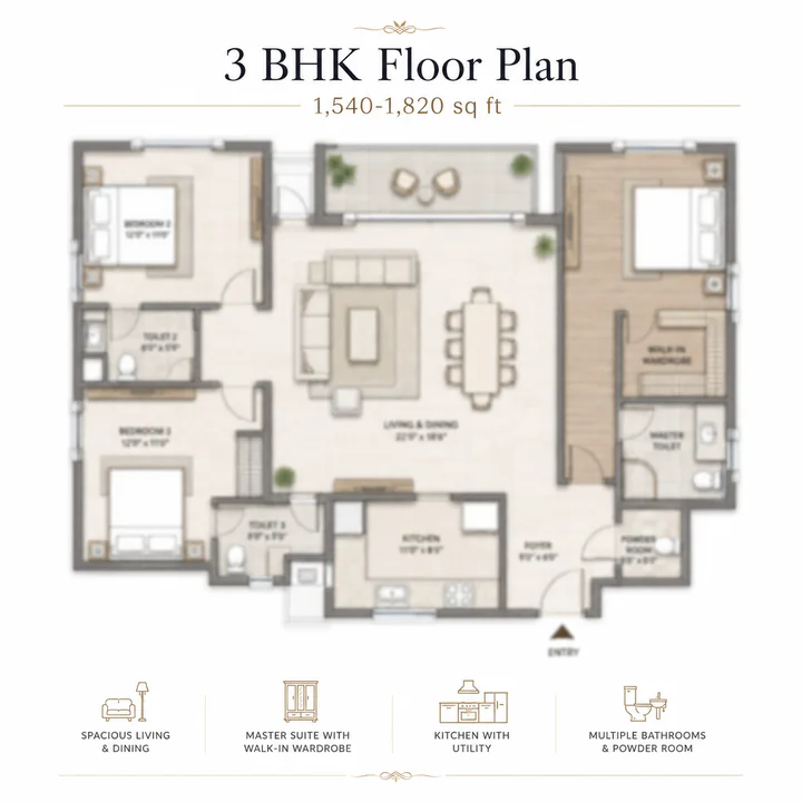 Adarsh Bellahalli 3 BHK floor plan Kogilu Yelahanka