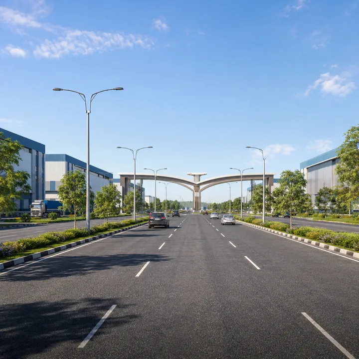 Approach road at Brigade KIADB Devanahalli township