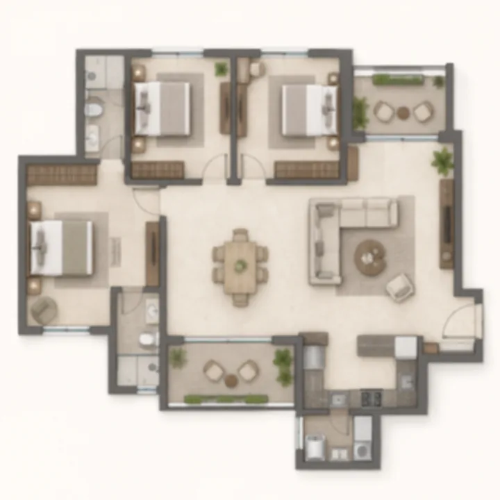 Brigade KIADB 3 BHK indicative floor plan Devanahalli