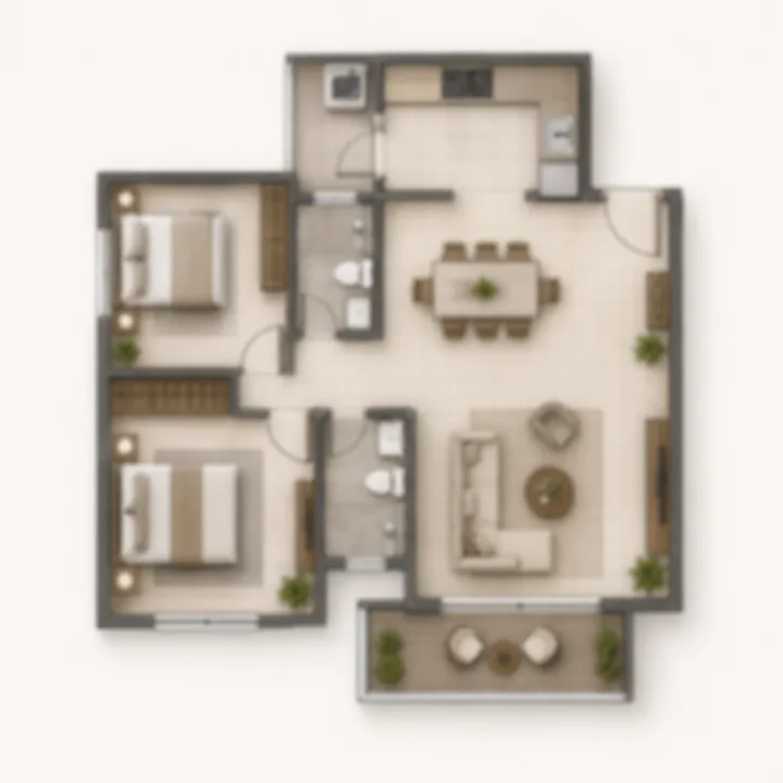 Brigade KIADB 2 BHK indicative floor plan Devanahalli