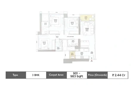 Godrej Nurture Floor Plan 3 BHK
