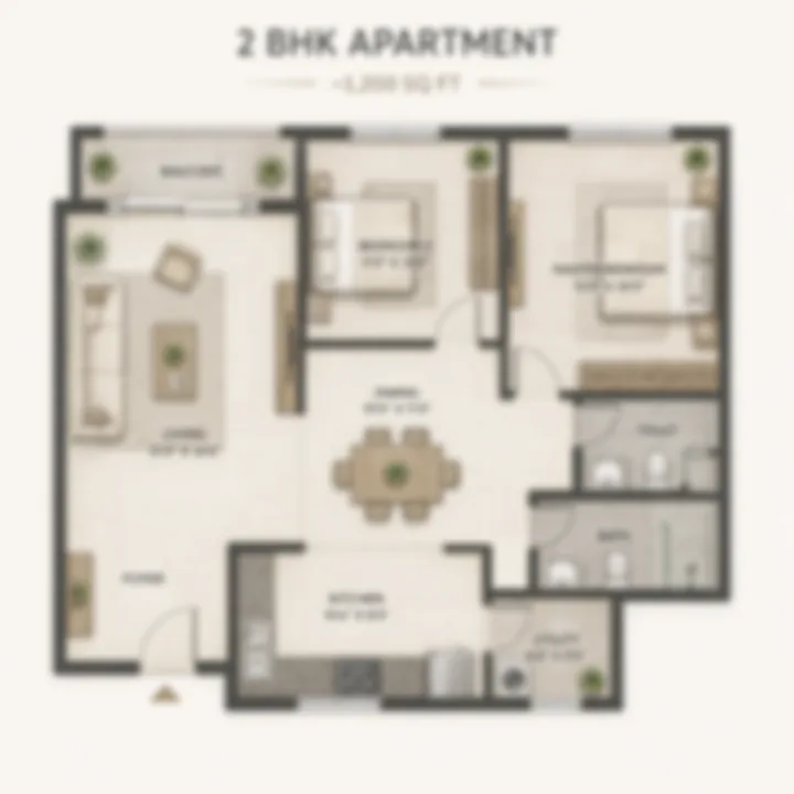 Assetz Nari & Nami 2 BHK indicative floor plan, 1150 to 1250 sq ft