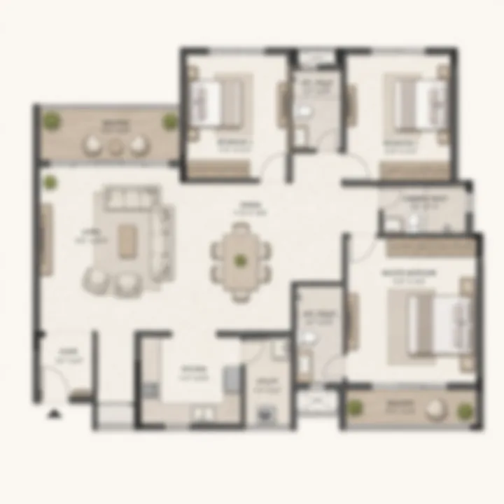Assetz Nari & Nami 3 BHK indicative floor plan, 1500 to 1850 sq ft