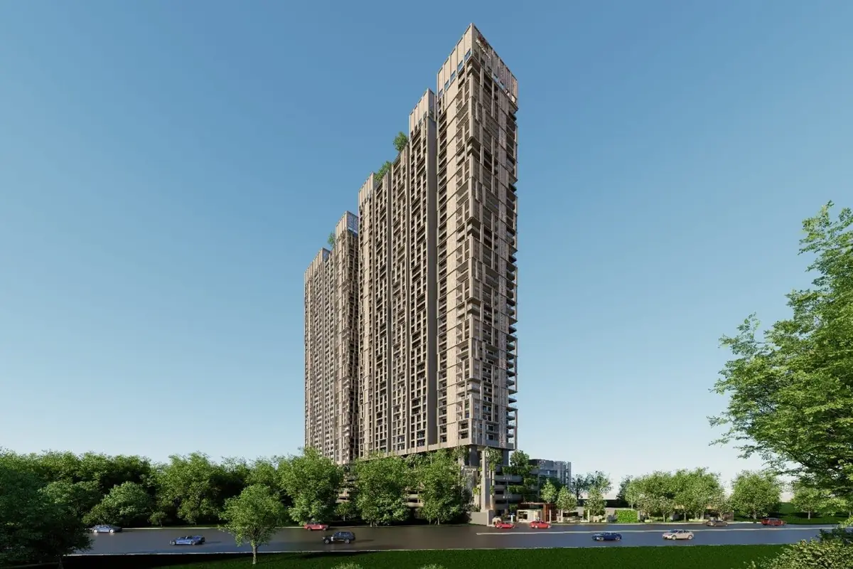 Street level view of the Dukes Deevyashakti towers, Kokapet, artist impression