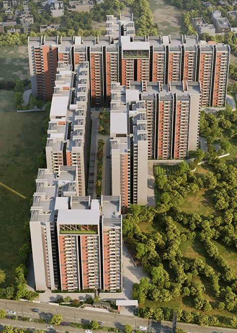 SRIAS Codename Kukatpally towers beside landscaped grounds, artist impression