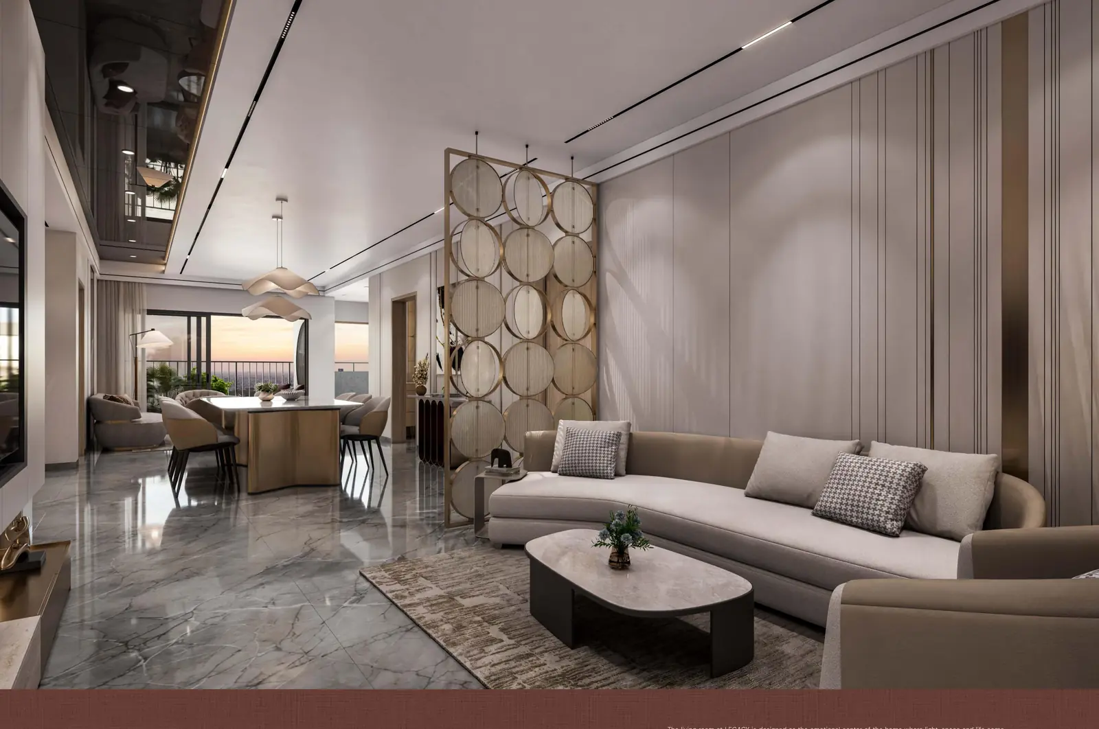 Living room interior at Sri Tirumala Legacy, artist impression