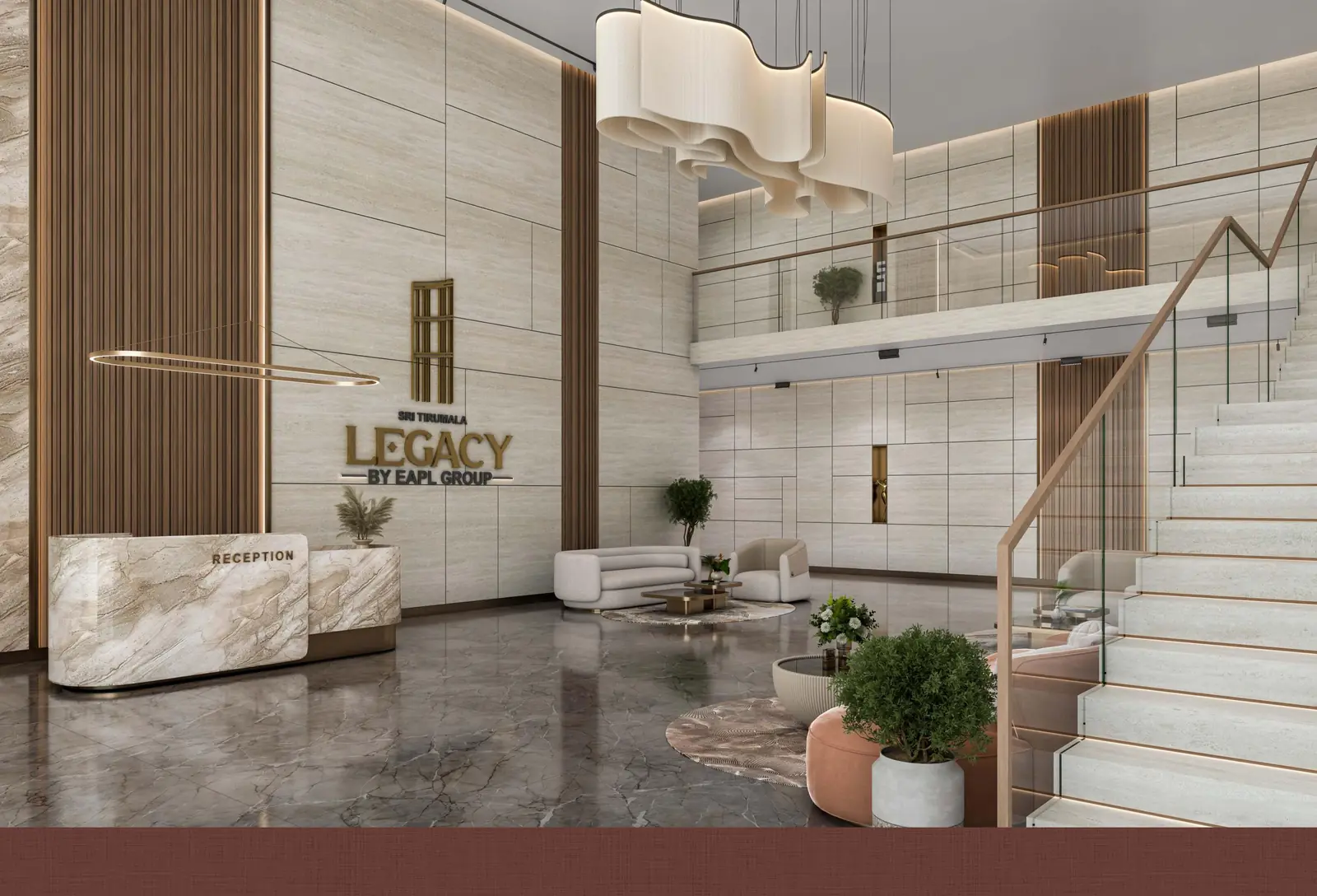 Double height entrance lobby at Sri Tirumala Legacy, artist impression