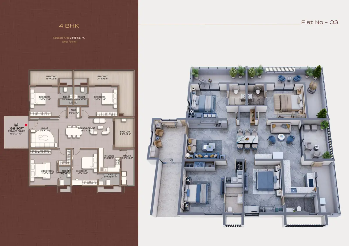 Sri Tirumala Legacy 4 BHK floor plan, 3,348 sq ft