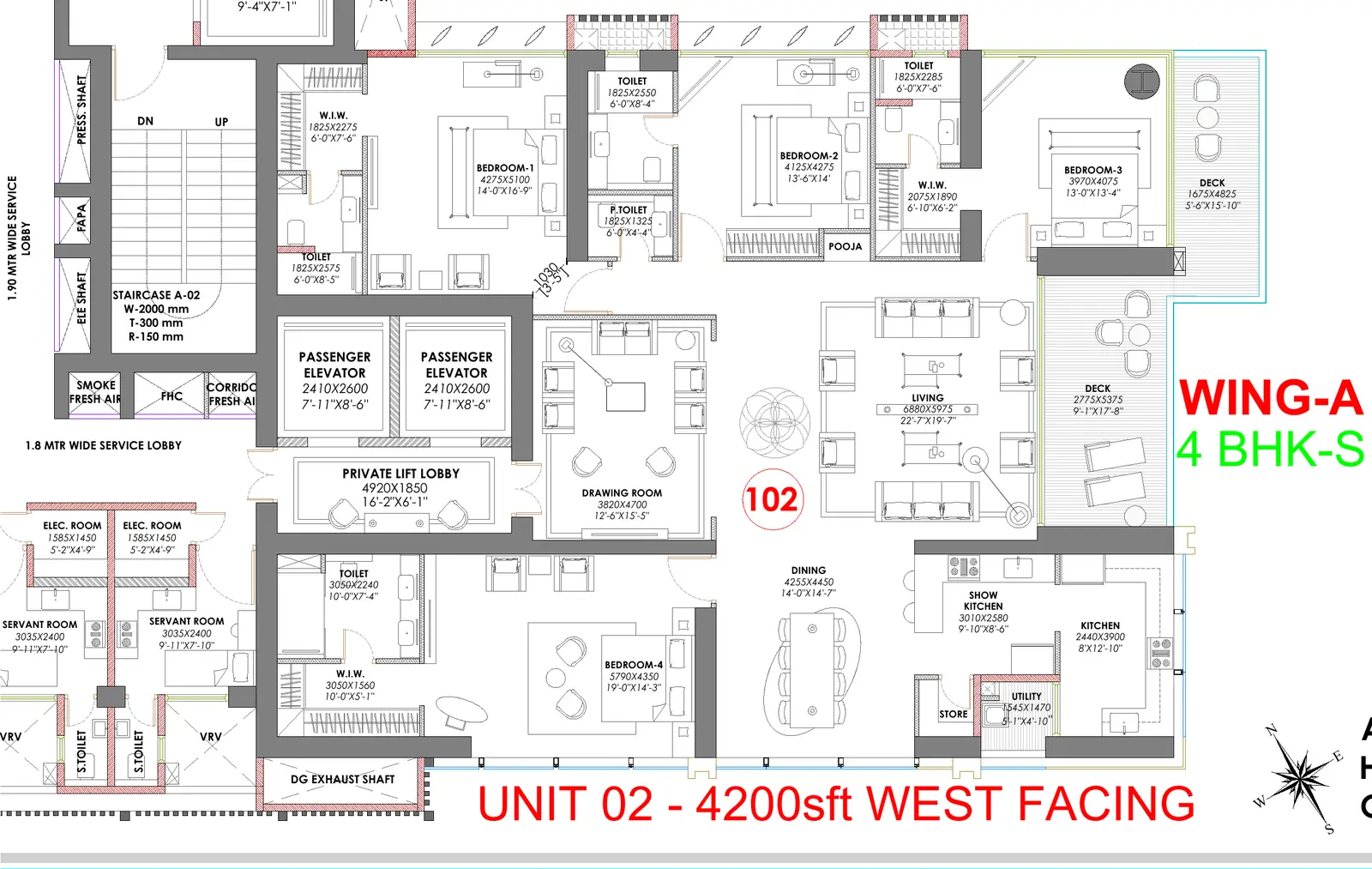 Trump Towers Hyderabad 4 BHK Small floor plan, 4,200 sq ft