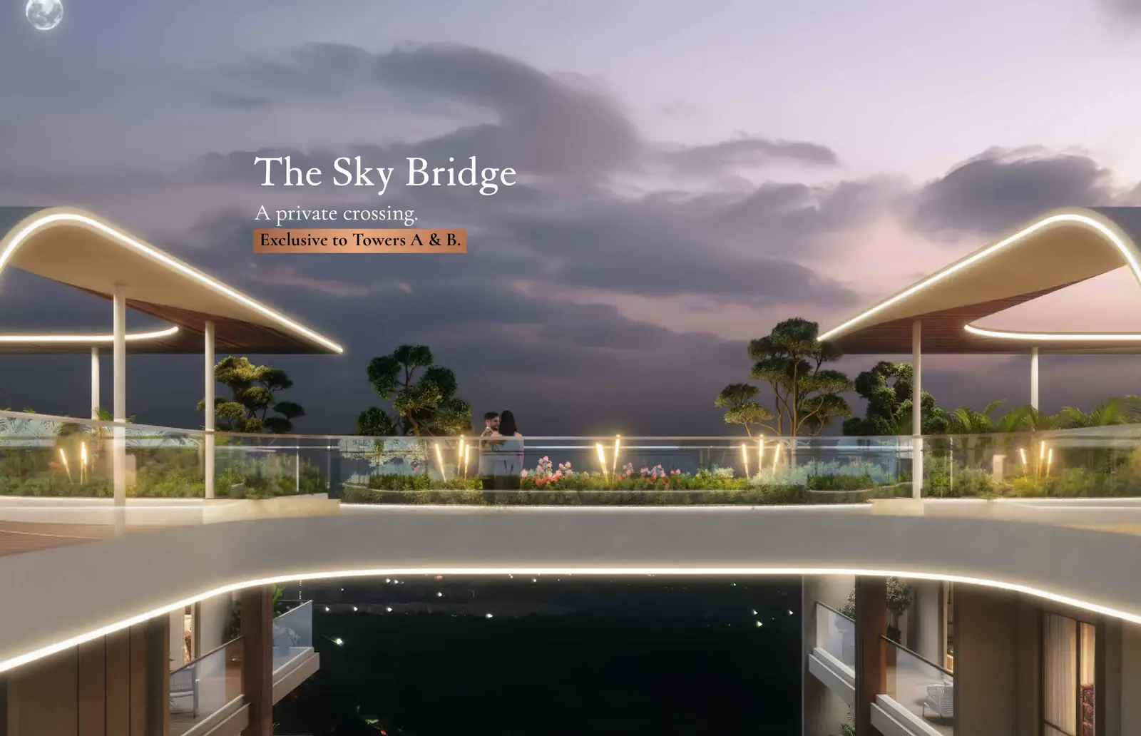 Sky bridge linking towers A and B at Zuari Gangothri Tribhuja, artist impression