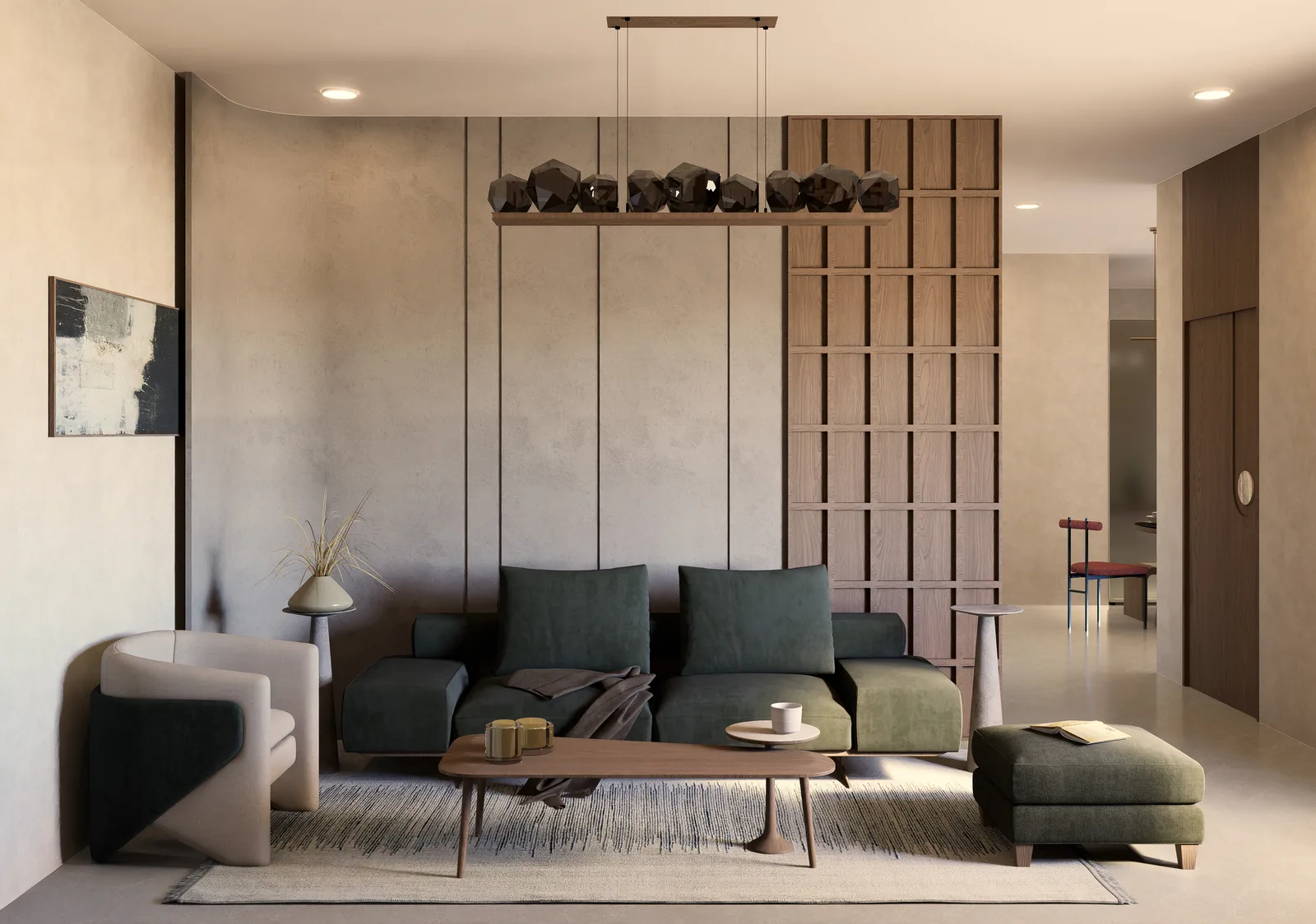 Sample apartment living room at DSR The Courtyard, artist impression