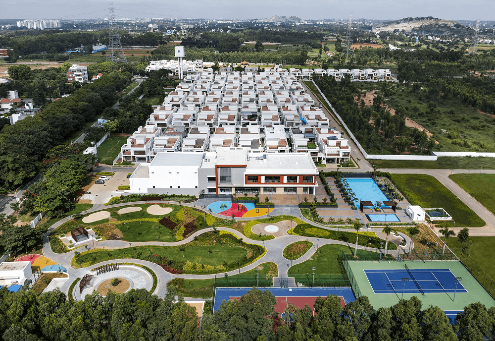Adarsh Palm Acres aerial view, Huttanahalli, Bagalur