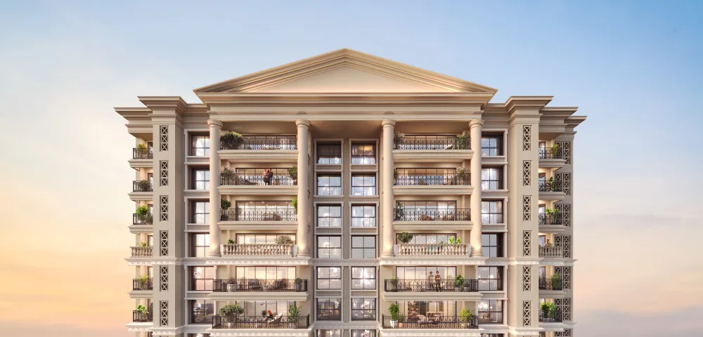 Representative image: colonnaded upper facade of Lodha Azur, Bengaluru, artist impression