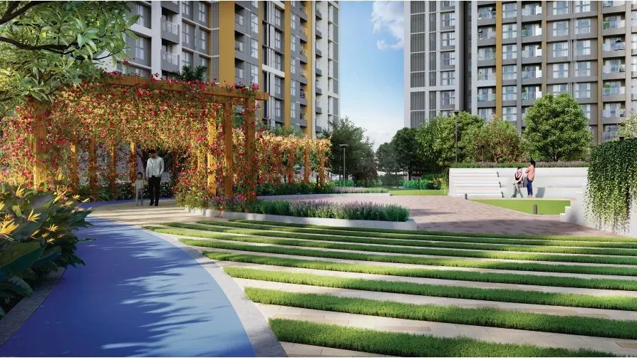 DNR Sarjapur concept render of landscaped gardens