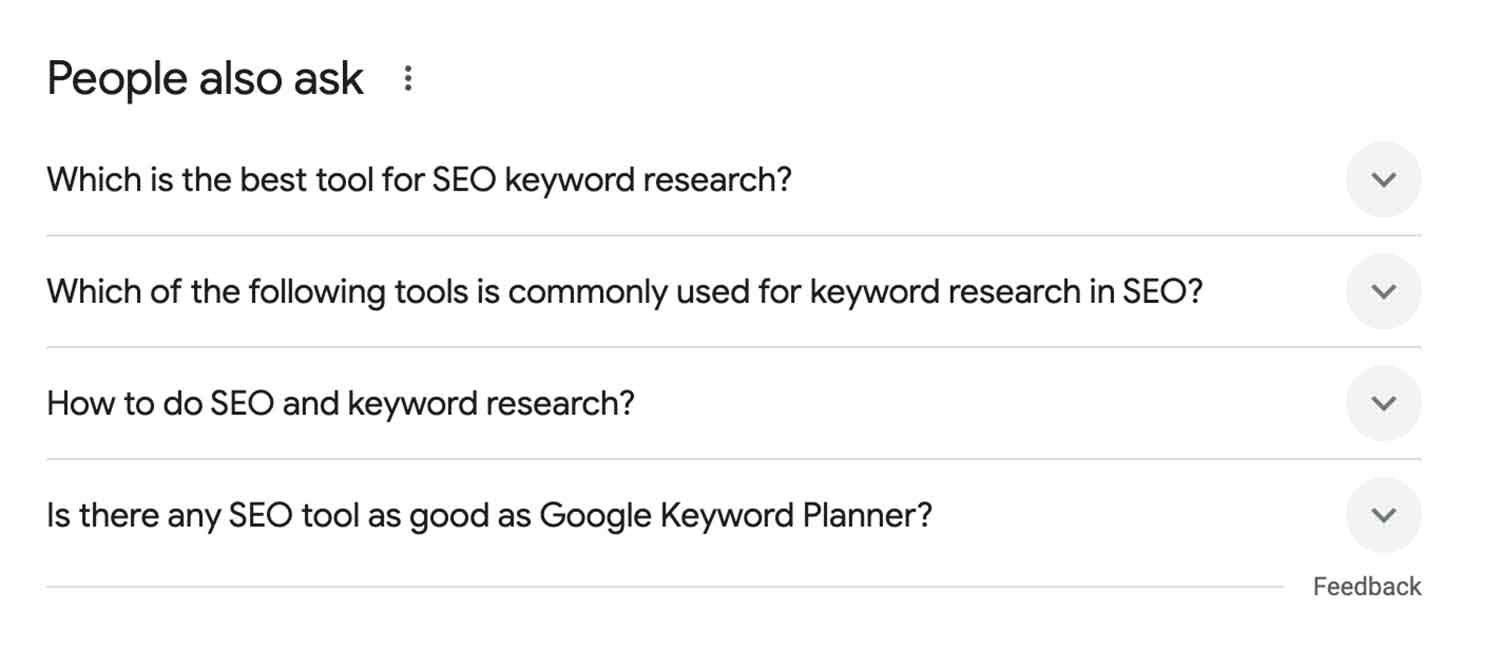 Google People Also Ask questions