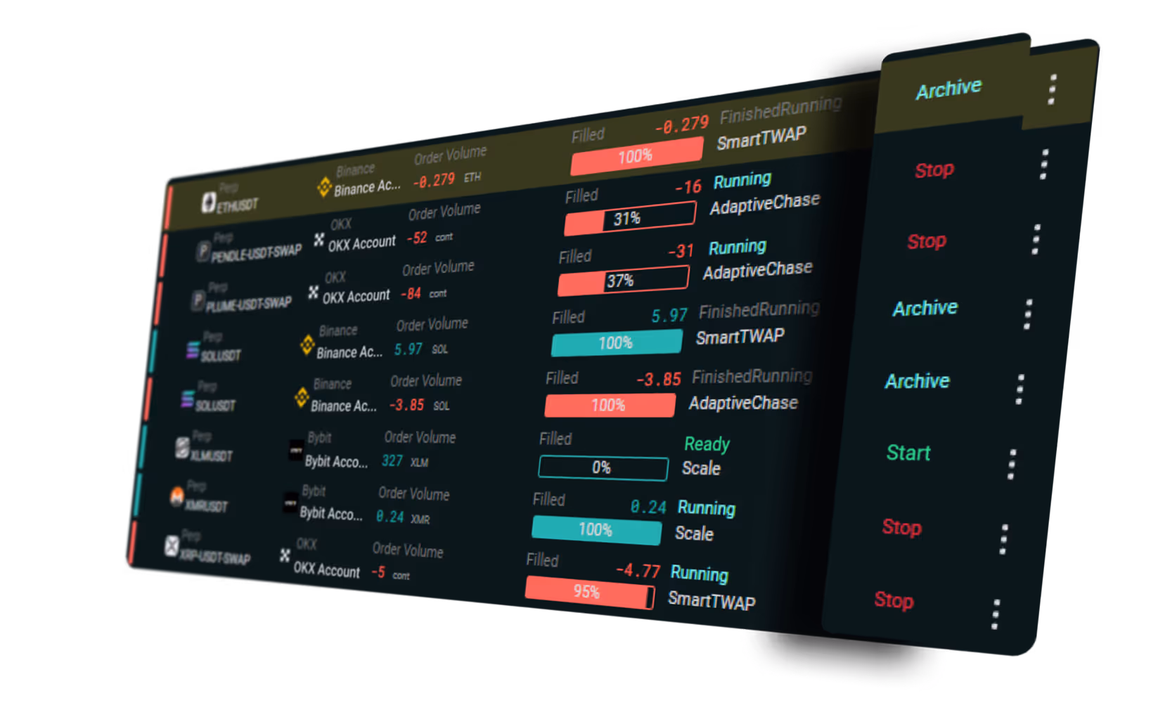 Sandwich Trading App UI - Algo Manager
