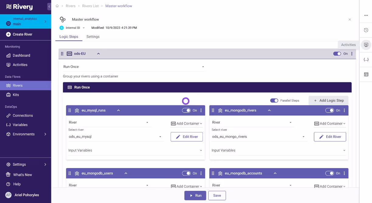 Riveryorchestration dashboard