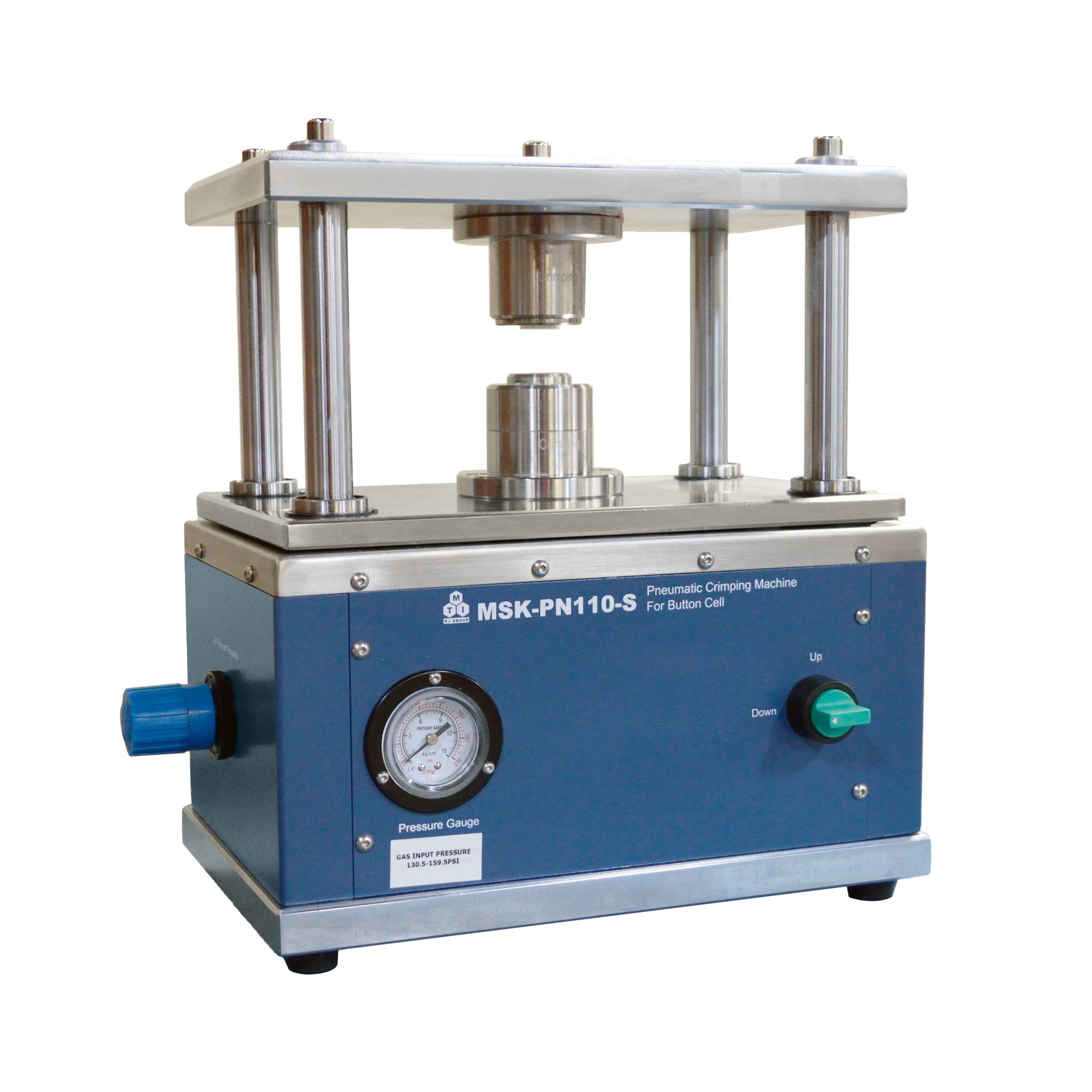 Pneumatic coin cell crimper