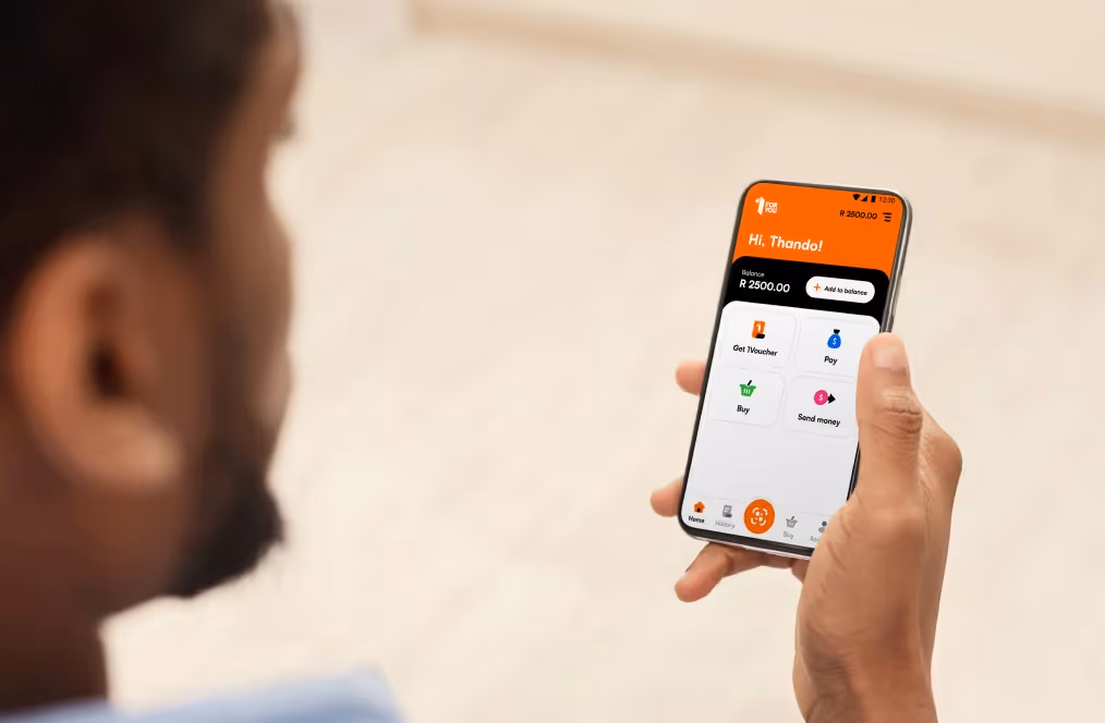 Explore the convenience of the 1foryou app in action on Flash Group's platform—an image illustrating effortless transactions for a new generation of users