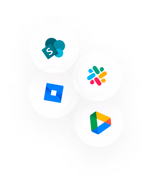 logos vvon slack, google drive und anderen tools für interne kommunikation und prozesse in chaotischer zusammenstellung