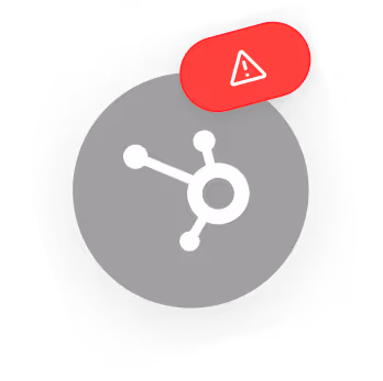 hubspot logo with an alert
