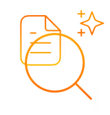 icon of a contract and an inspection-zoom-lense with AI stars