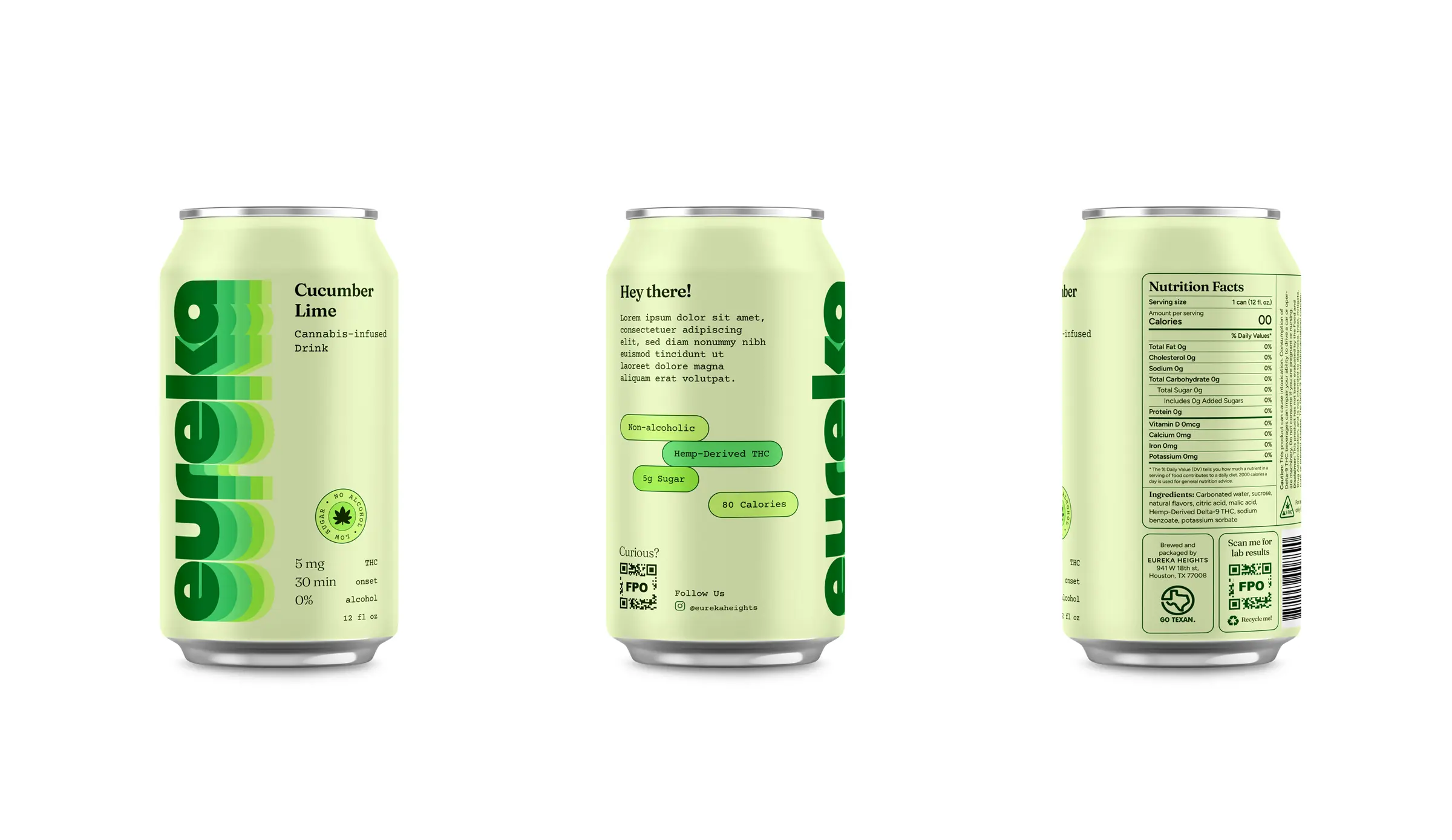 360 view of the eureka Cucumber Lime can showing the full can design