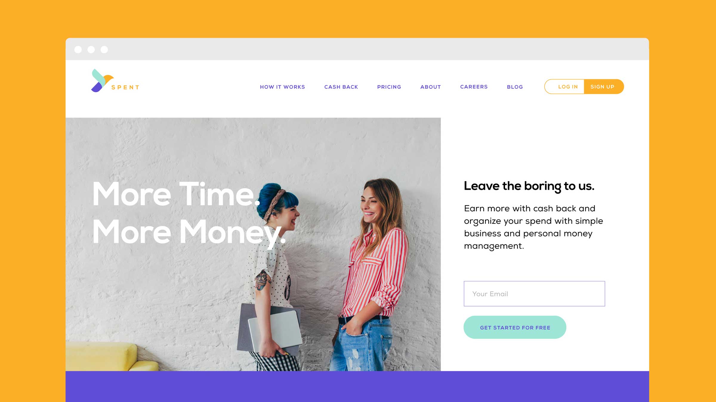 Website design for fintech startup Spent