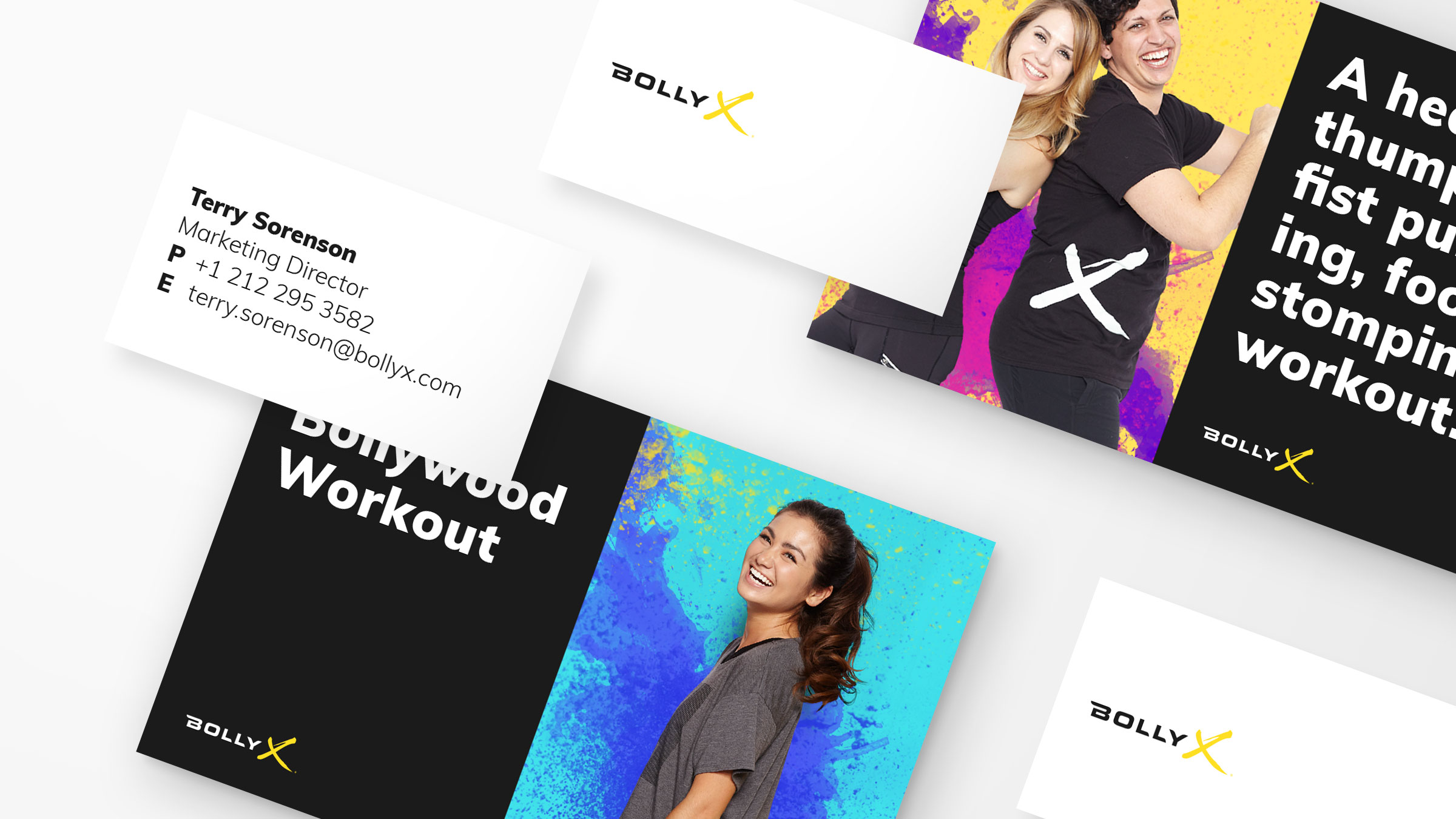 Print design, business cards and postcards for BollyX