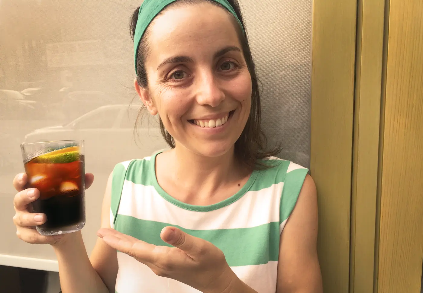Teresa Lagerman and an early prototype of Keepers Sparkling Coffee