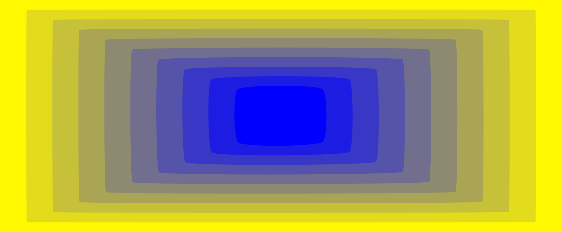 Blue retreating away from you on a yellow screen