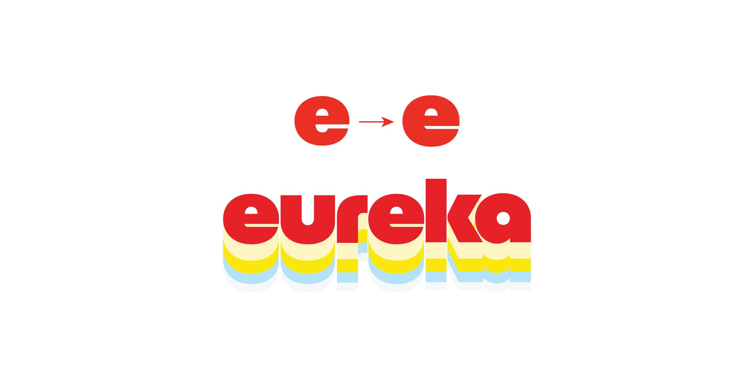 showing how the e en eureka's type based logo deviated from the original typeface to make it look more alive (personified)