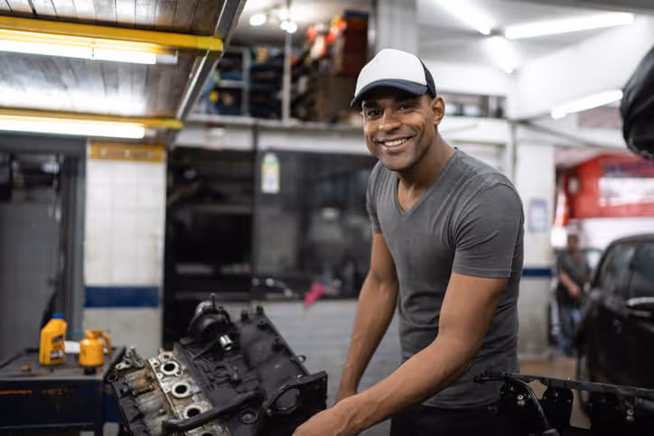 auto service worker at commercial garage