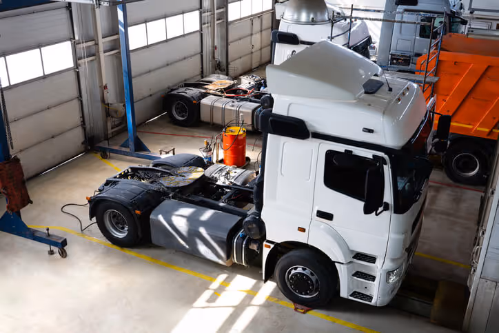 Truck repair in garage service 