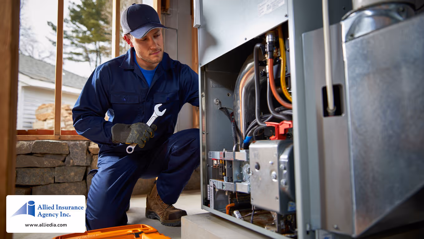 illustration of hvac contractor in nh home concept 3 - hvac insurance for artisans in nh concept