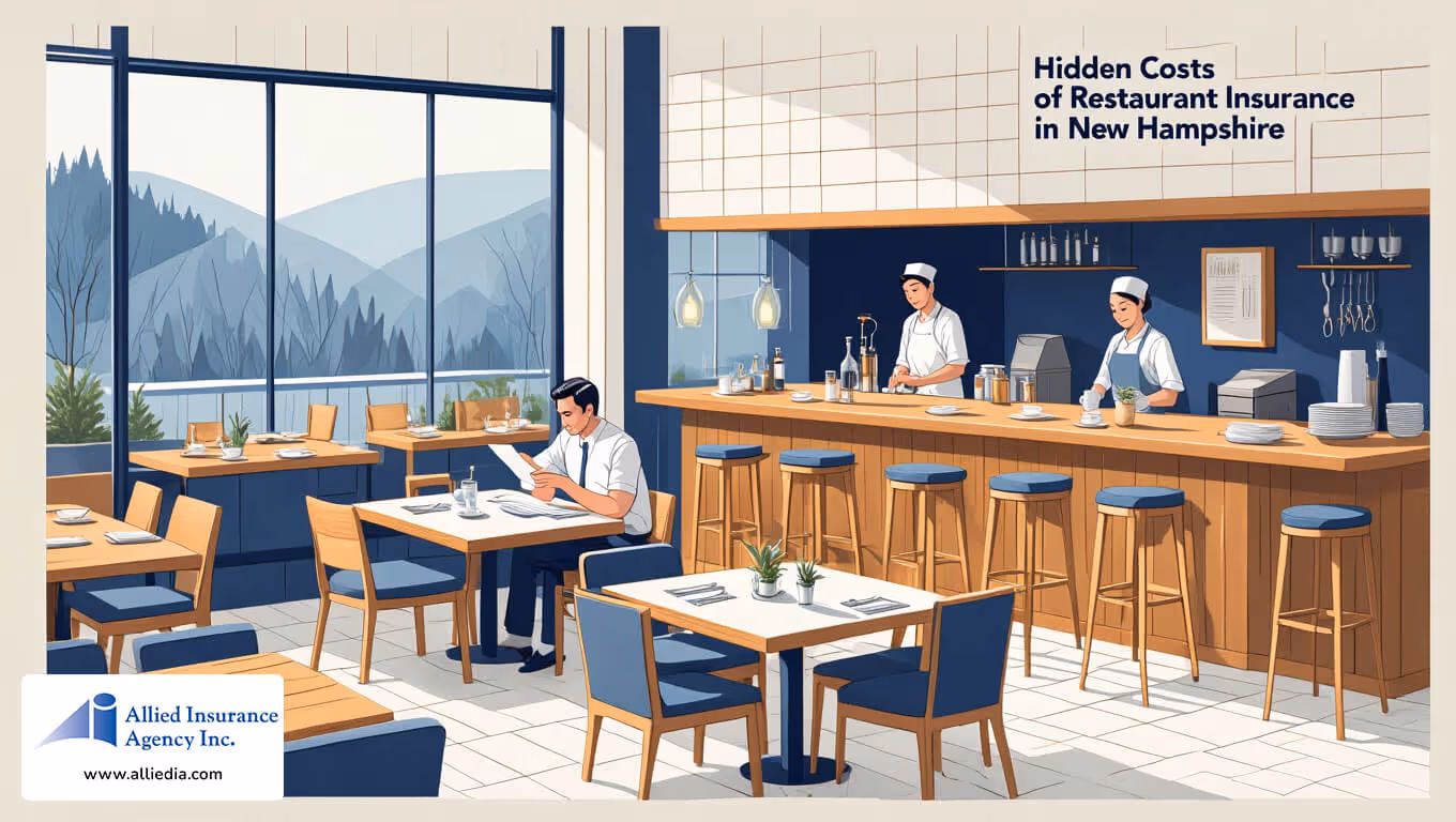illustration of NH restaurant with owners 2 - hidden costs of nh restaurant insurance concept