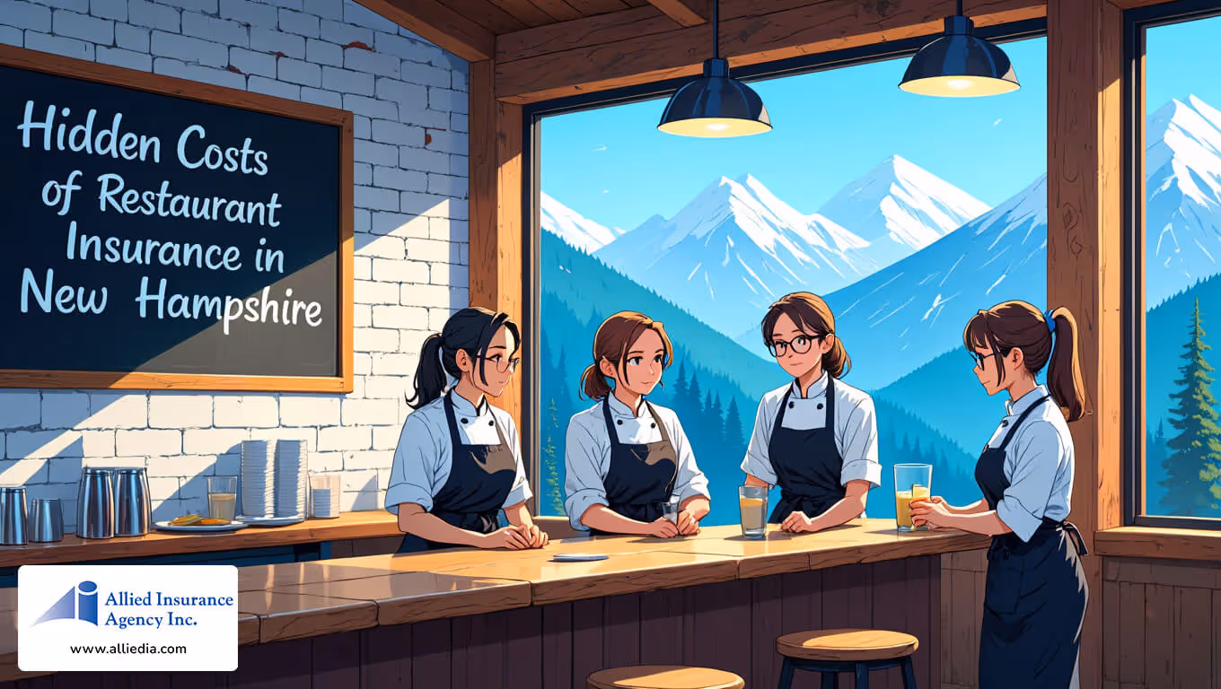 illustration of NH eatery with owners 4 - hidden costs of nh restaurant insurance concept