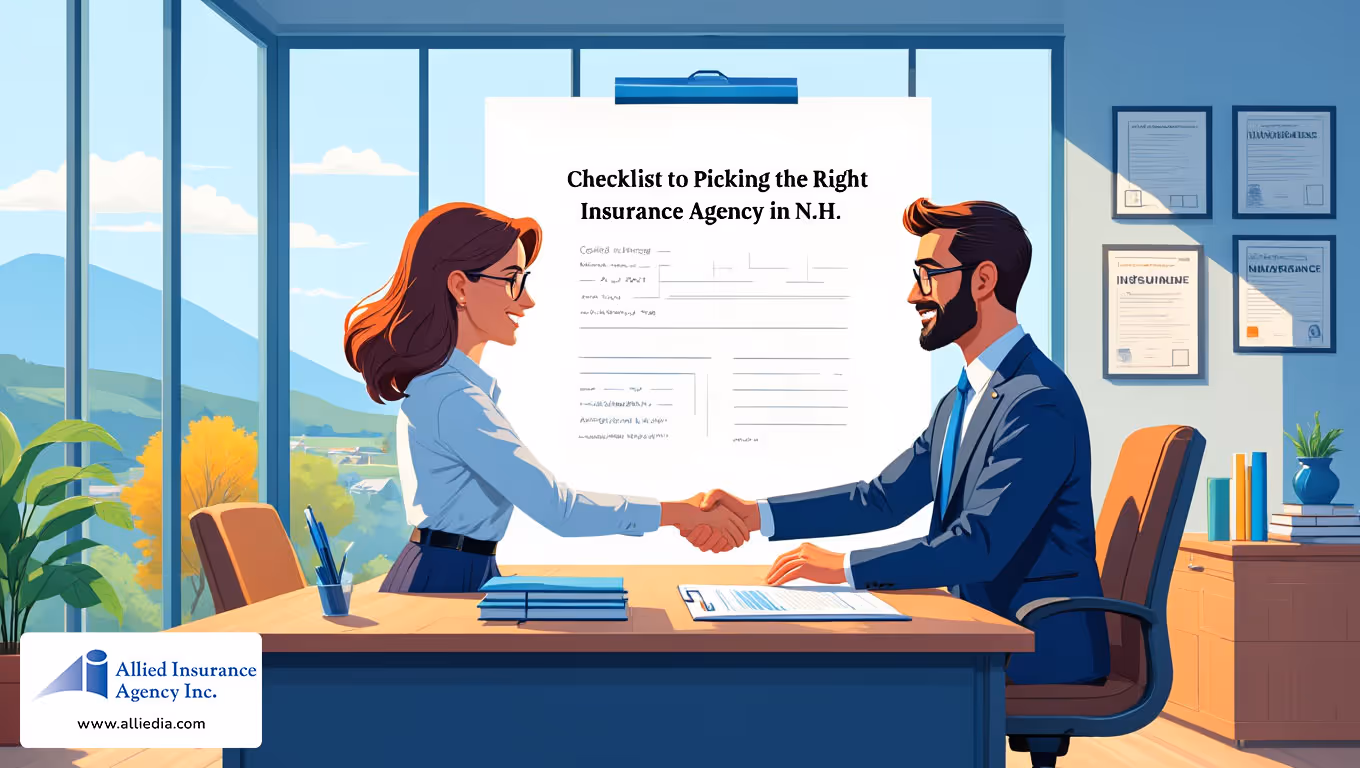 professional business illustration shows an insurance agent meeting with a client 1 - nh local insurance agency checklist concept main image