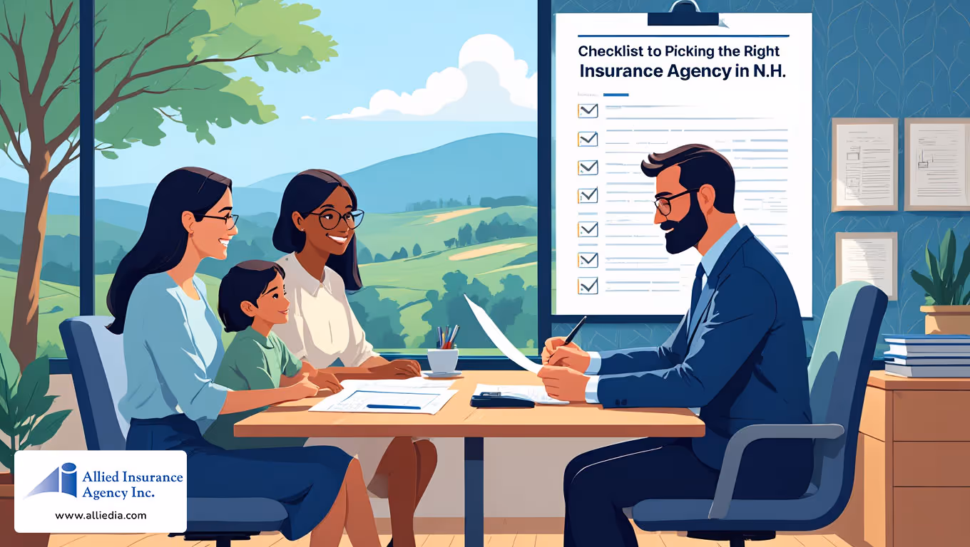 professional business illustration shows an insurance agent meeting with a client 3 - nh local insurance agency checklist concept