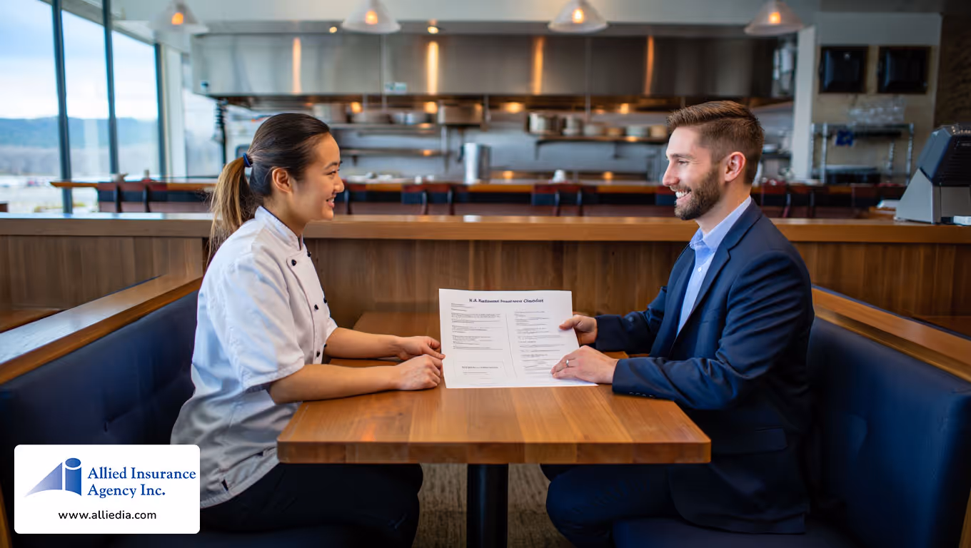 illustration of modern restaurant interior scene showcasing a cafe with a bar counter in New Hampshire - best nh restaurant insurance concept