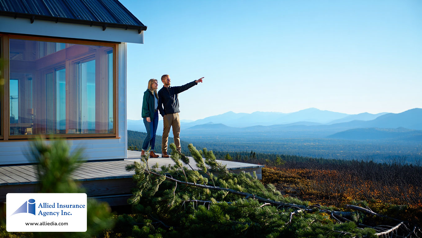 modern mountain retreat with large windows and white exterior walls shows subtle storm and fire damage - best nh homeowners insurance concept