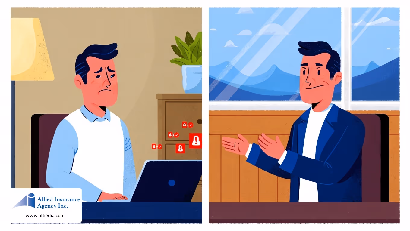 Insurance agent meeting client in office