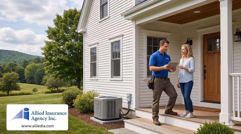 new england home exterior in a New Hampshire suburban neighborhood with hvac contractor - Is Your HVAC Business Really Protected concept