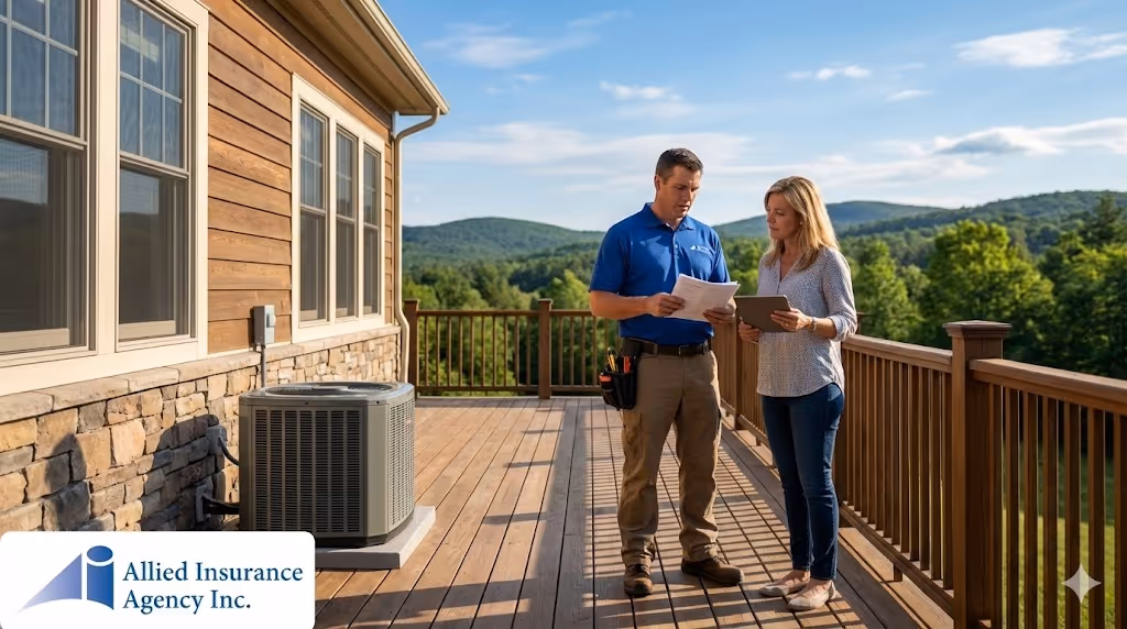 new england home exterior deck in a New Hampshire with hvac contractor - Is Your HVAC Business Really Protected concept
