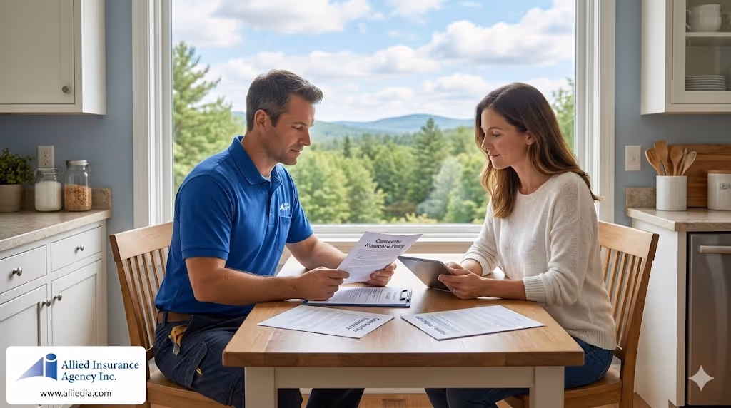 new england home kitchen interior meeting with hvac contractor - Is Your HVAC Business Really Protected concept