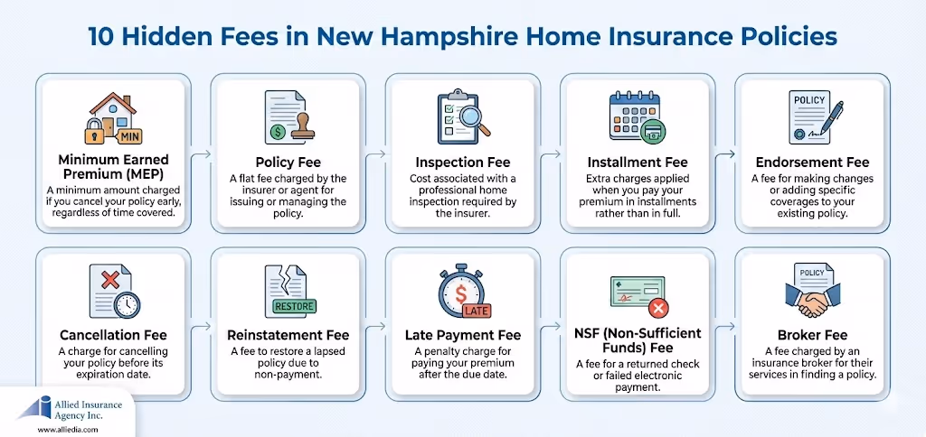infographic based on “10 Hidden Fees in New Hampshire Home Insurance Policies