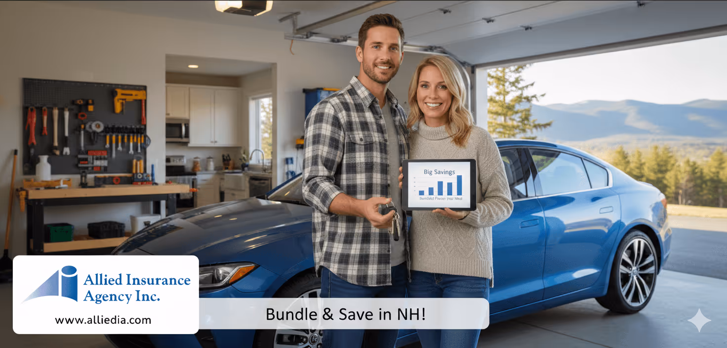 an image that conveys the concept of “Bundle Up! How NH Drivers Save Hundreds by Combining Auto and Home Insurance